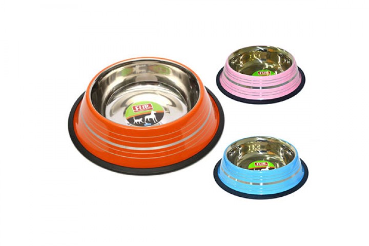 8 Oz. KE-3201PS  Flip Renkli Şeritli Mama Kabı