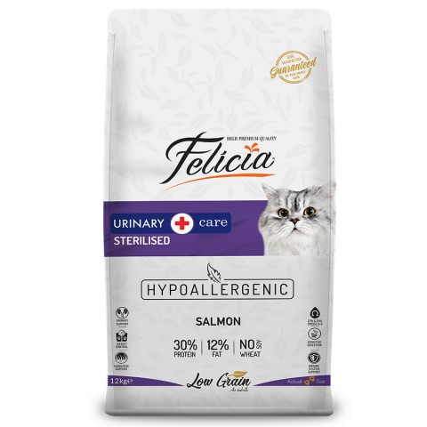 Felicia 12 Kg Somonlu Az Tahıllı Kısırlaştırılmış Kedi Maması  HypoAllergenic Kedi Maması