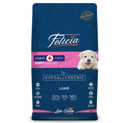 Felicia 15 Kg Kuzulu Az Tahıllı M/Large Yavru Köpek Maması  Breed HypoAllergenic Köpek Maması